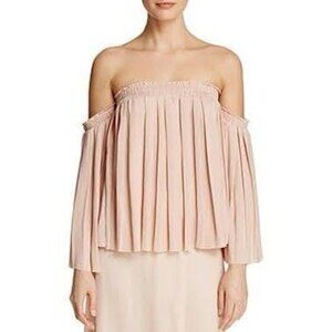 Elizabeth and James Emelyn Pleated Top Small in Burlap Cream Off Shoulder $295